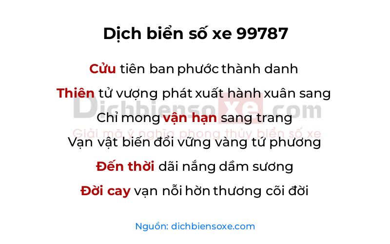 Dịch thơ biển số 99787