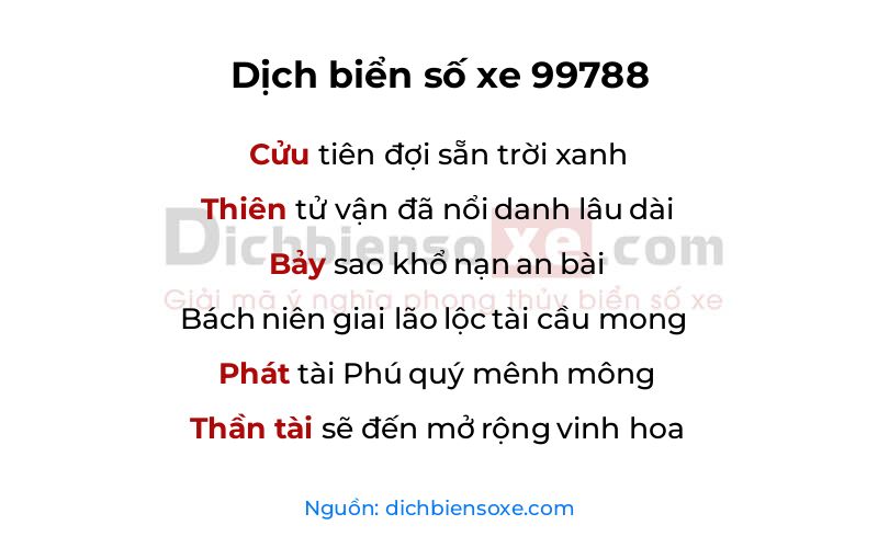 Dịch thơ biển số 99788