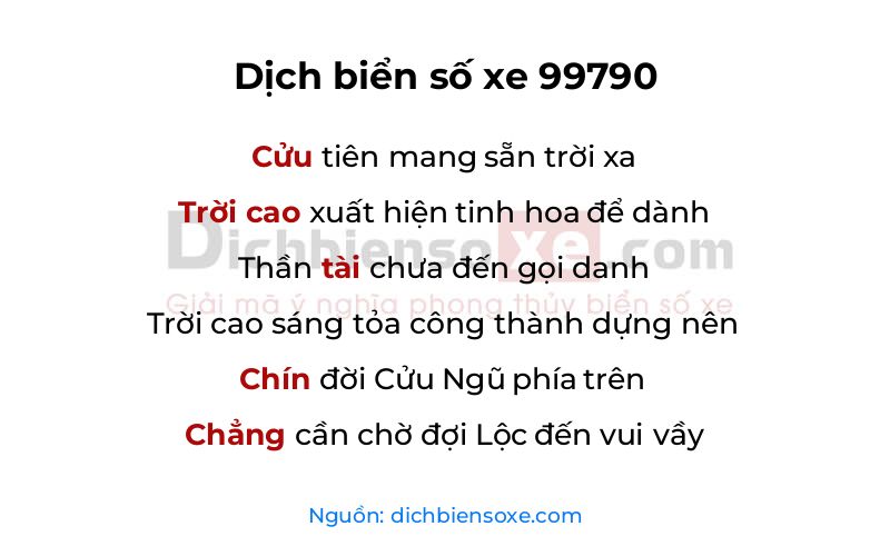Dịch thơ biển số 99790