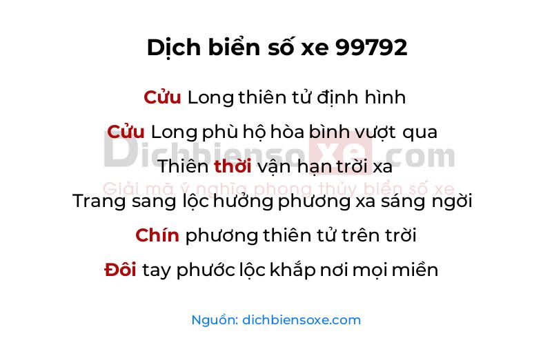 Dịch thơ biển số 99792