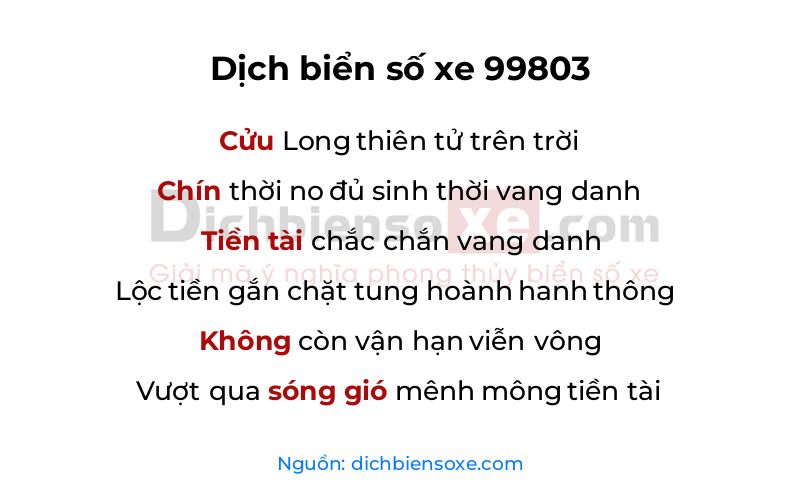 Dịch thơ biển số 99803
