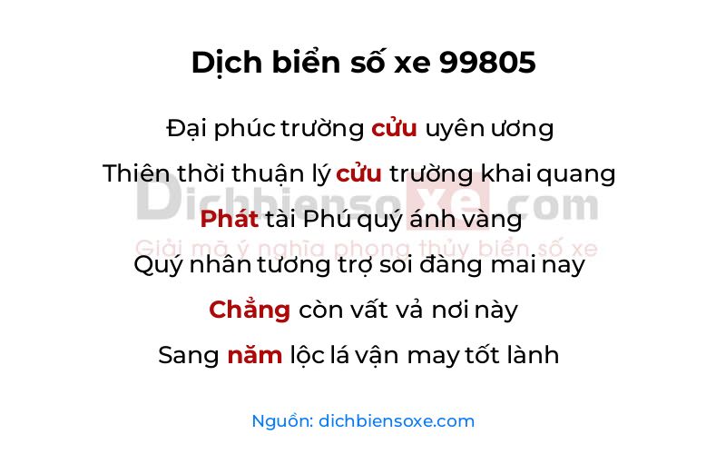 Dịch thơ biển số 99805