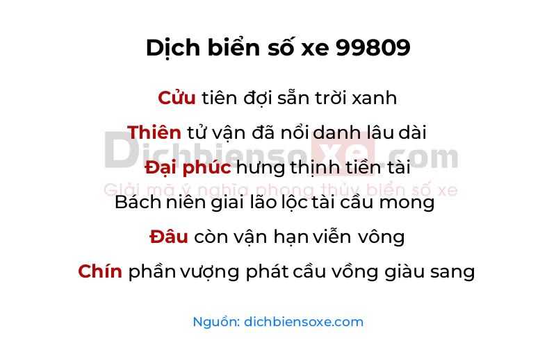 Dịch thơ biển số 99809