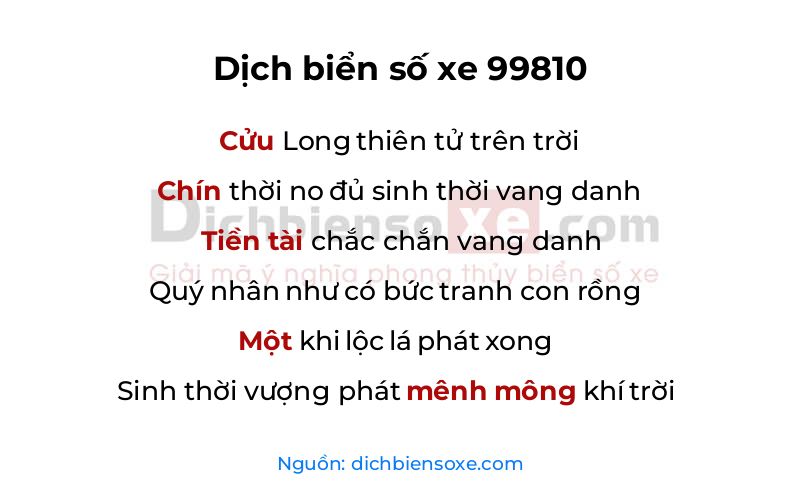 Dịch thơ biển số 99810
