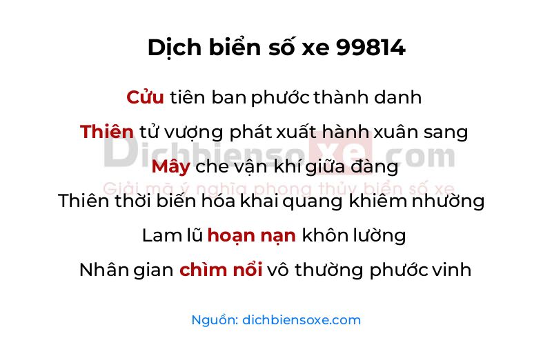 Dịch thơ biển số 99814