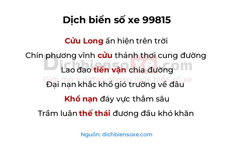 Dịch thơ biển số 99815