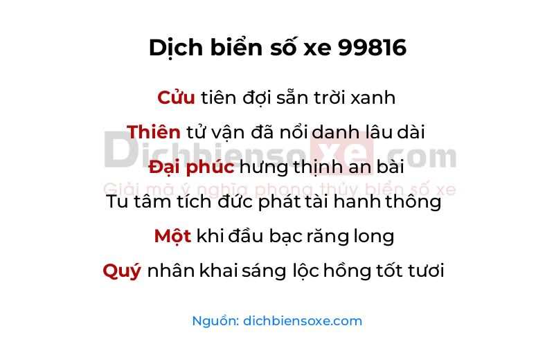 Dịch thơ biển số 99816