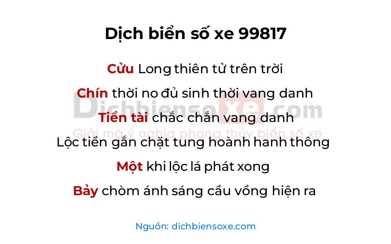 Dịch thơ biển số 99817
