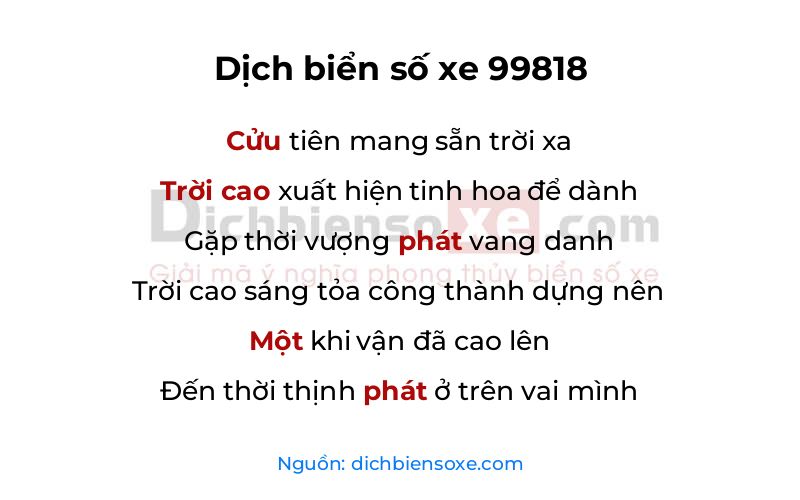 Dịch thơ biển số 99818