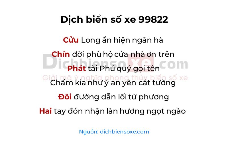 Dịch thơ biển số 99822