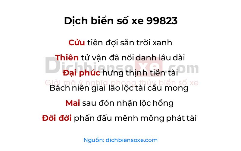Dịch thơ biển số 99823