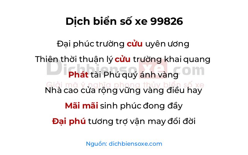 Dịch thơ biển số 99826