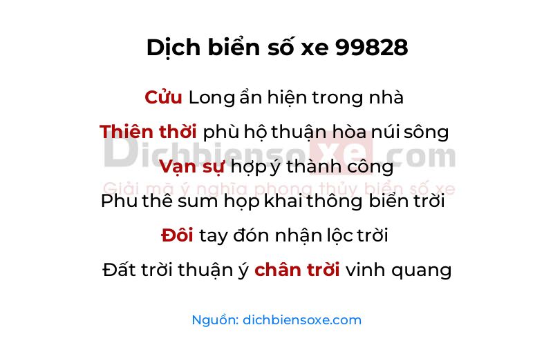 Dịch thơ biển số 99828