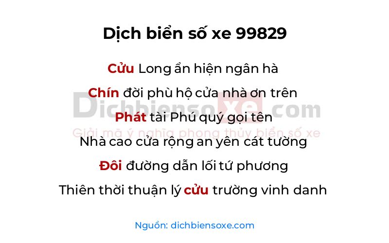 Dịch thơ biển số 99829