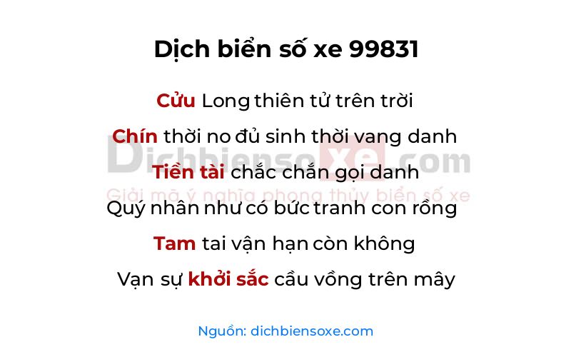 Dịch thơ biển số 99831