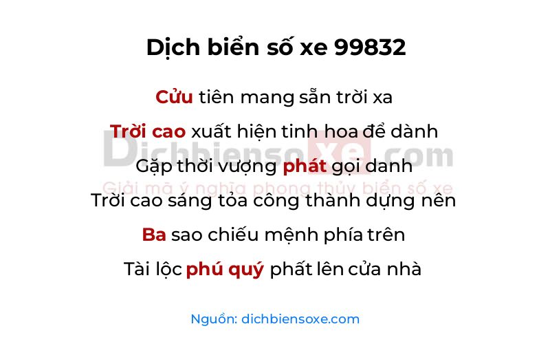 Dịch thơ biển số 99832