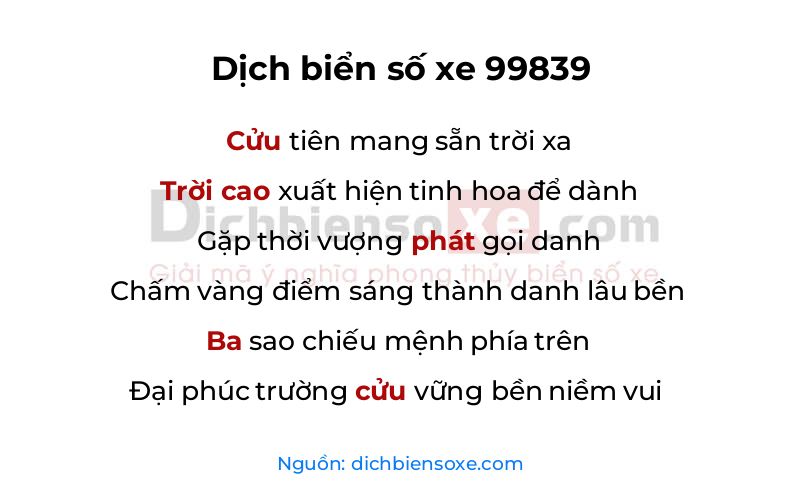 Dịch thơ biển số 99839