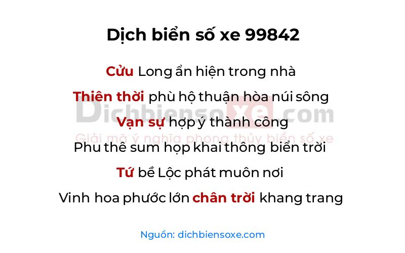Dịch thơ biển số 99842