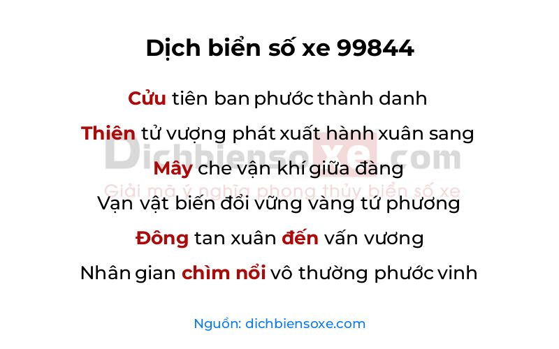 Dịch thơ biển số 99844
