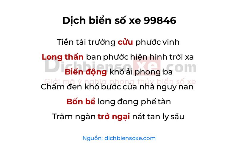 Dịch thơ biển số 99846