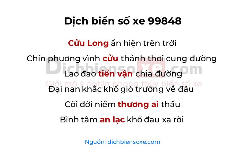 Dịch thơ biển số 99848