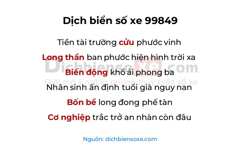 Dịch thơ biển số 99849