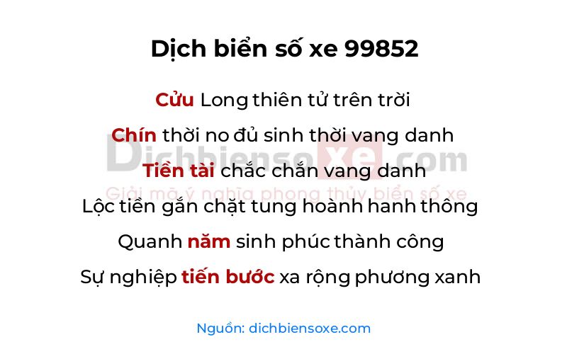 Dịch thơ biển số 99852