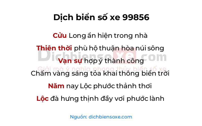 Dịch thơ biển số 99856