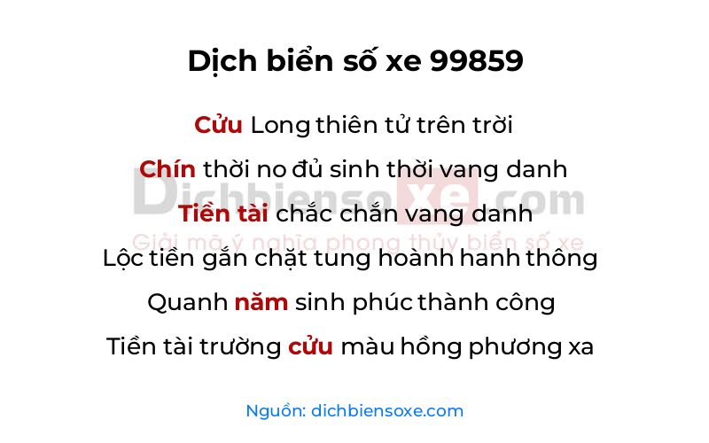 Dịch thơ biển số 99859