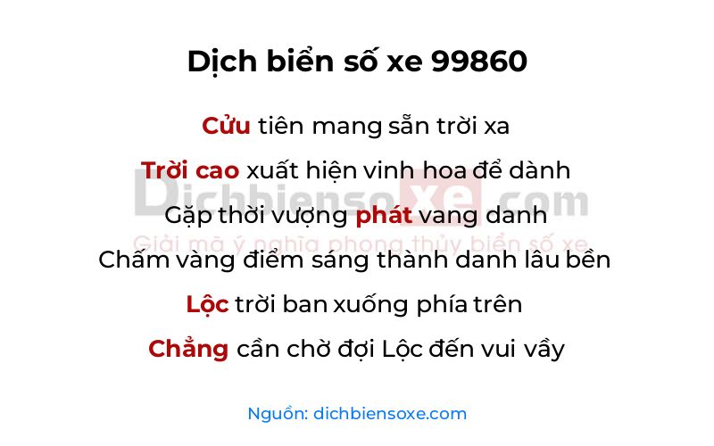 Dịch thơ biển số 99860