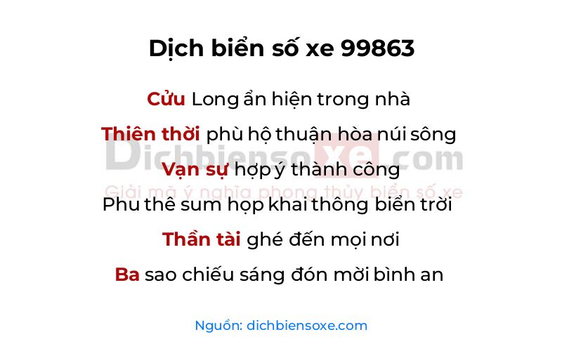 Dịch thơ biển số 99863