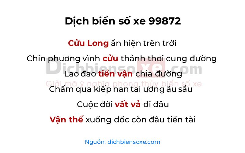 Dịch thơ biển số 99872
