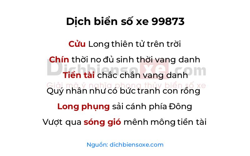 Dịch thơ biển số 99873