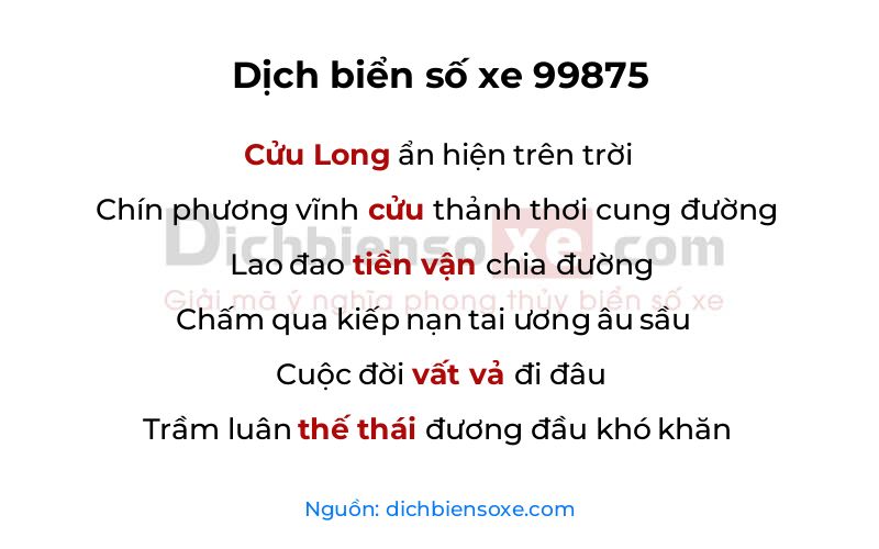 Dịch thơ biển số 99875