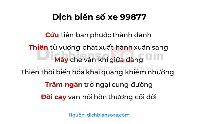 Dịch thơ biển số 99877