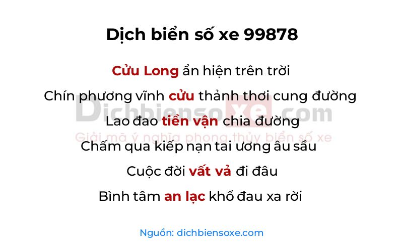 Dịch thơ biển số 99878