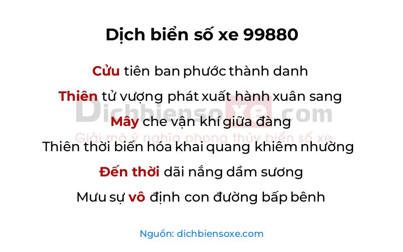 Dịch thơ biển số 99880