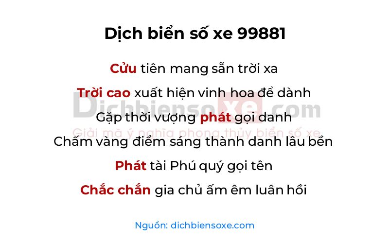 Dịch thơ biển số 99881