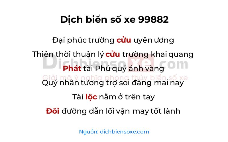 Dịch thơ biển số 99882