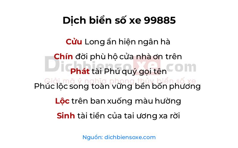Dịch thơ biển số 99885