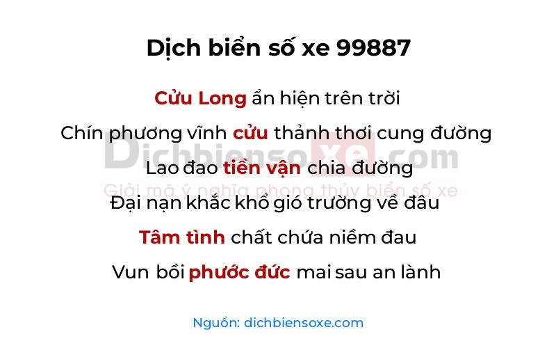 Dịch thơ biển số 99887