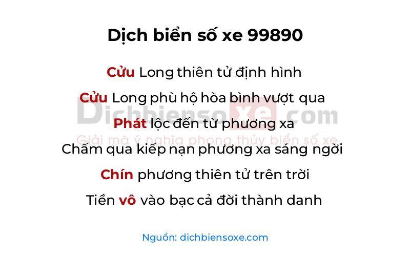 Dịch thơ biển số 99890