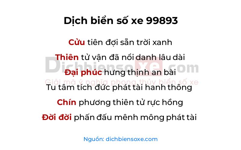 Dịch thơ biển số 99893