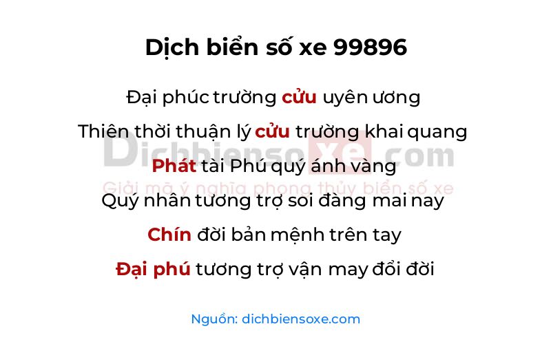 Dịch thơ biển số 99896