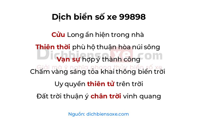 Dịch thơ biển số 99898