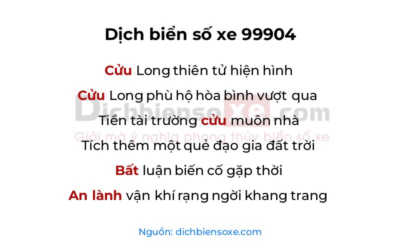 Dịch thơ biển số 99904