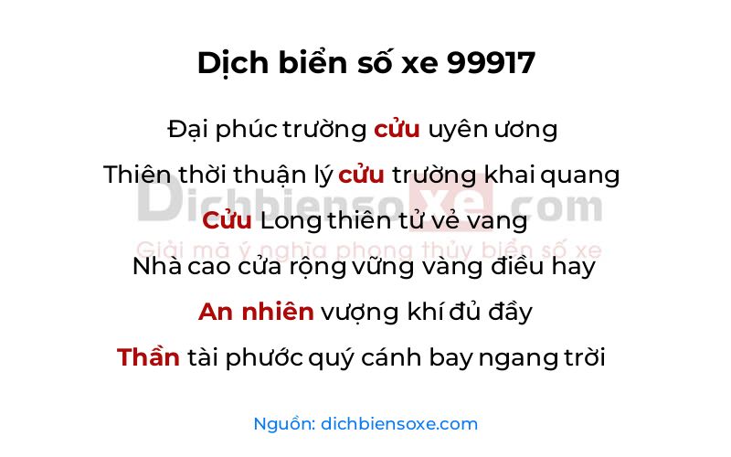 Dịch thơ biển số 99917