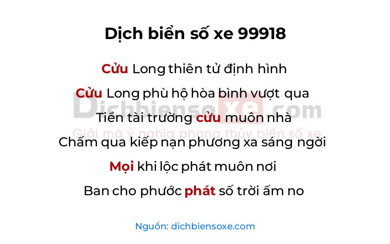 Dịch thơ biển số 99918