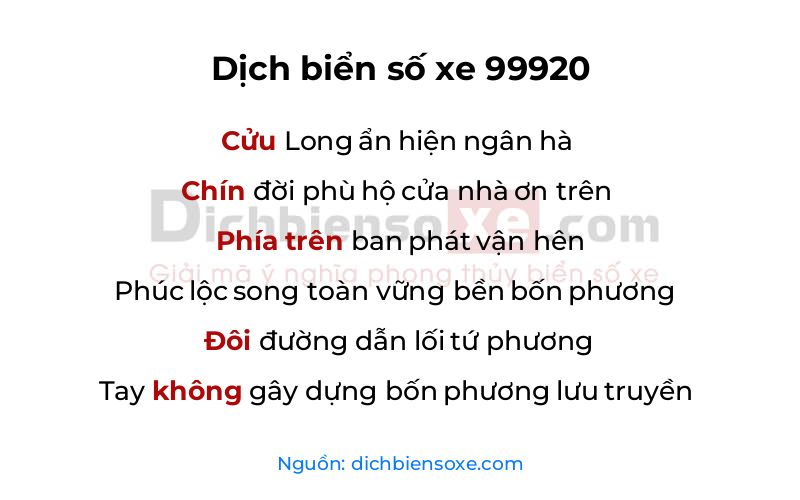 Dịch thơ biển số 99920
