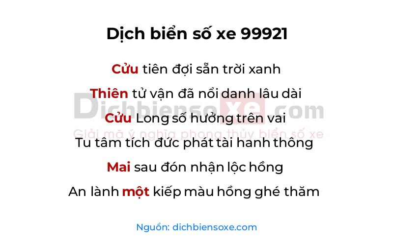 Dịch thơ biển số 99921